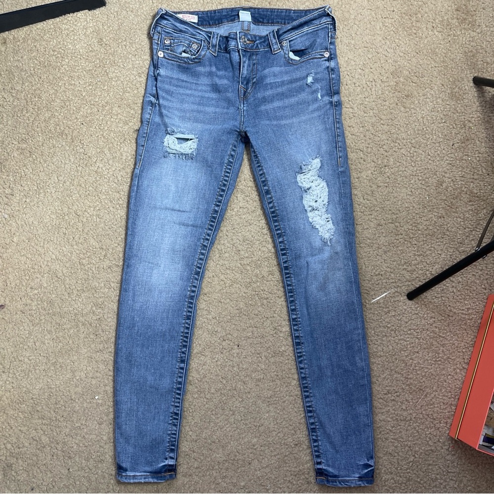 True Religion Halle Mid Rise Super Skinny Jeans Size 30